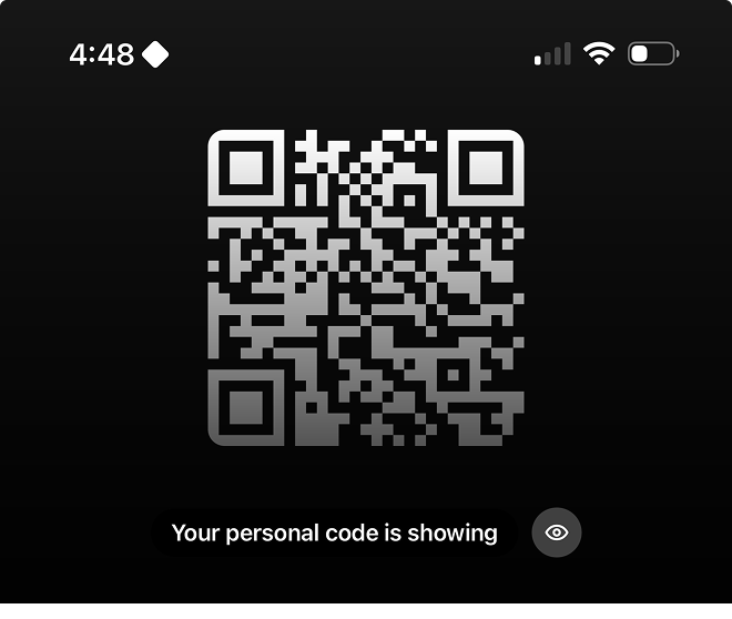 Scan customer QR code